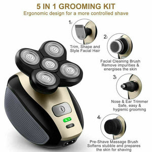 5 IN 1 4D Rotary Electric Shaver Rechargeable Bald Head Shaver Beard Trimmer US