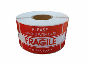 1 Roll 2“ x 3” Fragile Handle With Care Stickers Labels, 500 Per Roll