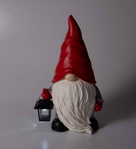 Welcome Home Gnome Sculpture With Solar Lantern