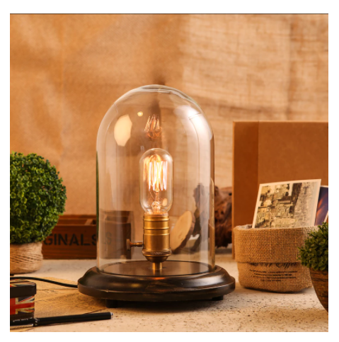 Creative Wooden Table Lamp With Adjustable Brightness For Coffee Shop