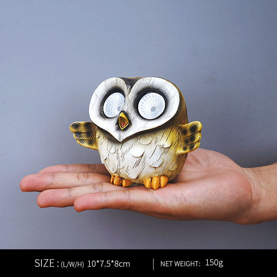 Solar Light Animal Sculpture Resin Ornament Cute Owl