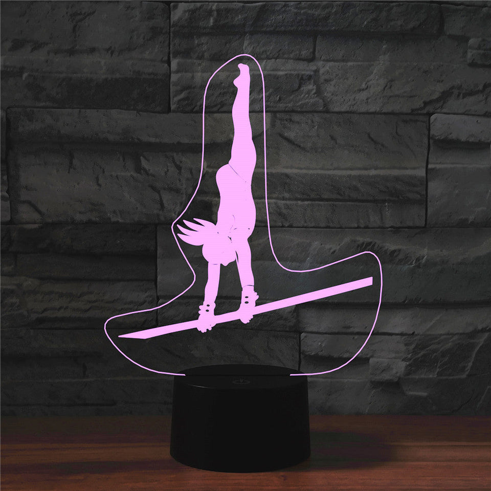 Horizontal bar girl 3D light colorful touch charging LED