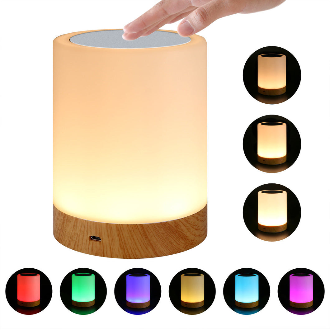 LED colorful creative wood grain charging night light