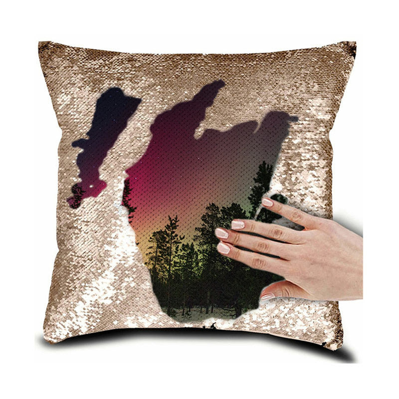Personalised Photo Your Name Or Text Decorative Sequin Pillow Cushion Cover Reveal Magic Gift Mother Of The Bride Groom 16*16"