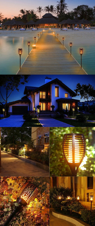 LED Solar Flame Flickering Lawn Lamps Led Torch Light Realistic Dancing Flame Light Waterproof Outdoor Garden Decor Flame Lamp