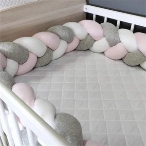 Heightening Baby Braided Crib Bumpers 4 Strip Knot Long Pillow Cushion Bedding Room dector
