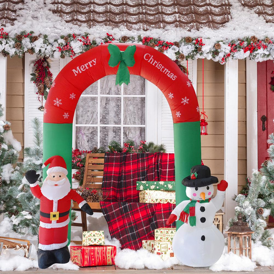 Giant Arch Santa Claus Snowman Inflatable Garden Yard Archway Christmas Ornaments Xmas New Year Festival Party Props Decor