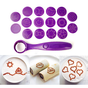 New Magic Spice Spoon Food Decorating Tools 16 Different Images Decor Coffee Cake Foods Piping Spoons Funning Kitchen
