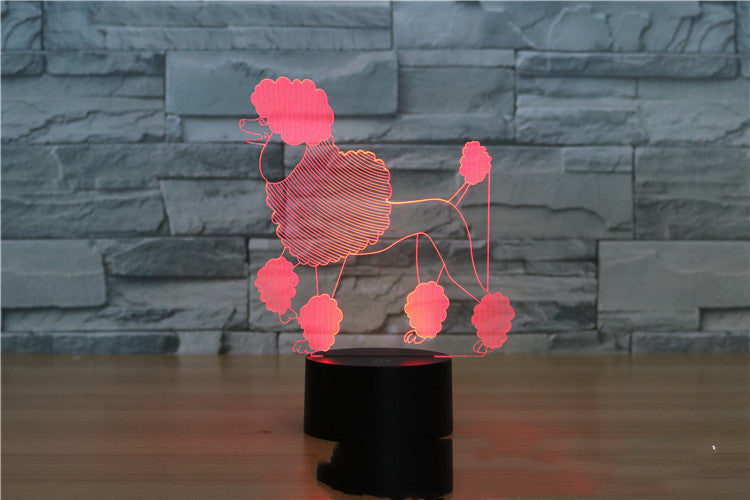 Poodle 3D Night Light Gift Touch Seven-color Energy-saving LED Illusion Light