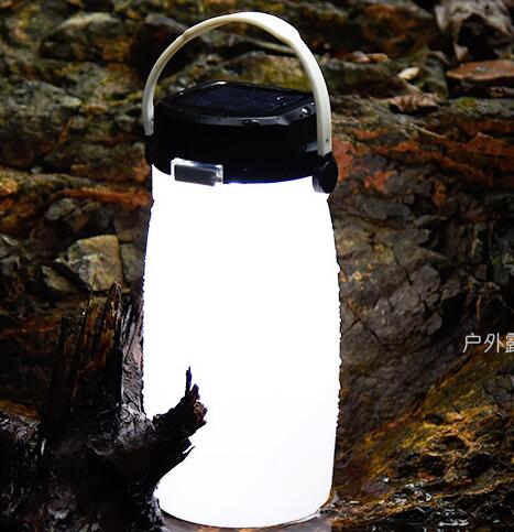 Tanbaby Portable Solar Silicone Lantern Bottle Light USB Rechargeable LED Night Light Outdoor Waterproof Camping Hiking Lamp