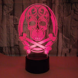 3D LED Color Night Light Changing Lamp Halloween Skull  Light Acrylic 3D Hologram Illusion Desk Lamp For Kids Gift Dropship