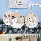 Christmas Decorations Painted Wooden Plaque Pendant