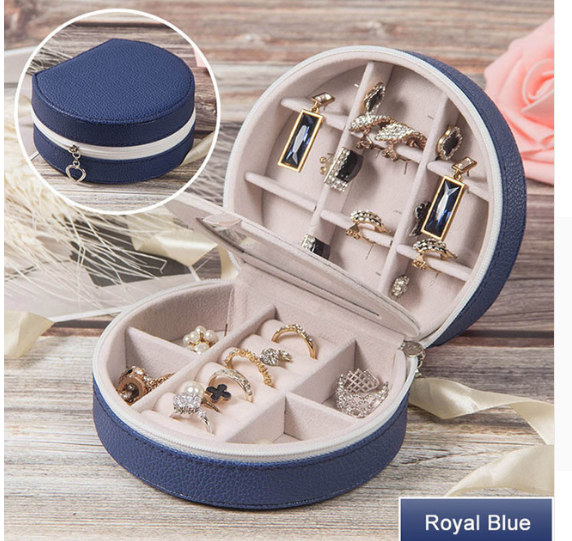 Cosmetic storage box with zipper travel portable jewelry box