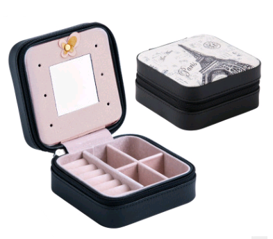 Creative travel portable jewelry box earrings earrings jewelry storage box leather small jewelry bag