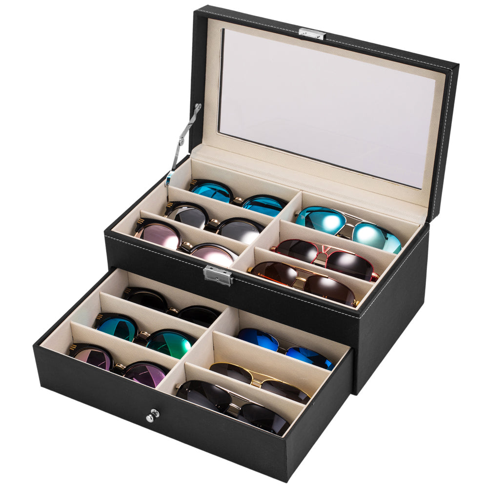 Double storage display glasses case
