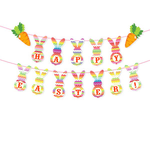 Creative Easter Decorations Banner Bunting Bunny Eggs Pull Flag