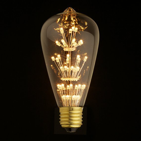 LED Light Bulb 3W Colorful Stars ST64 Retro Edison Decoration