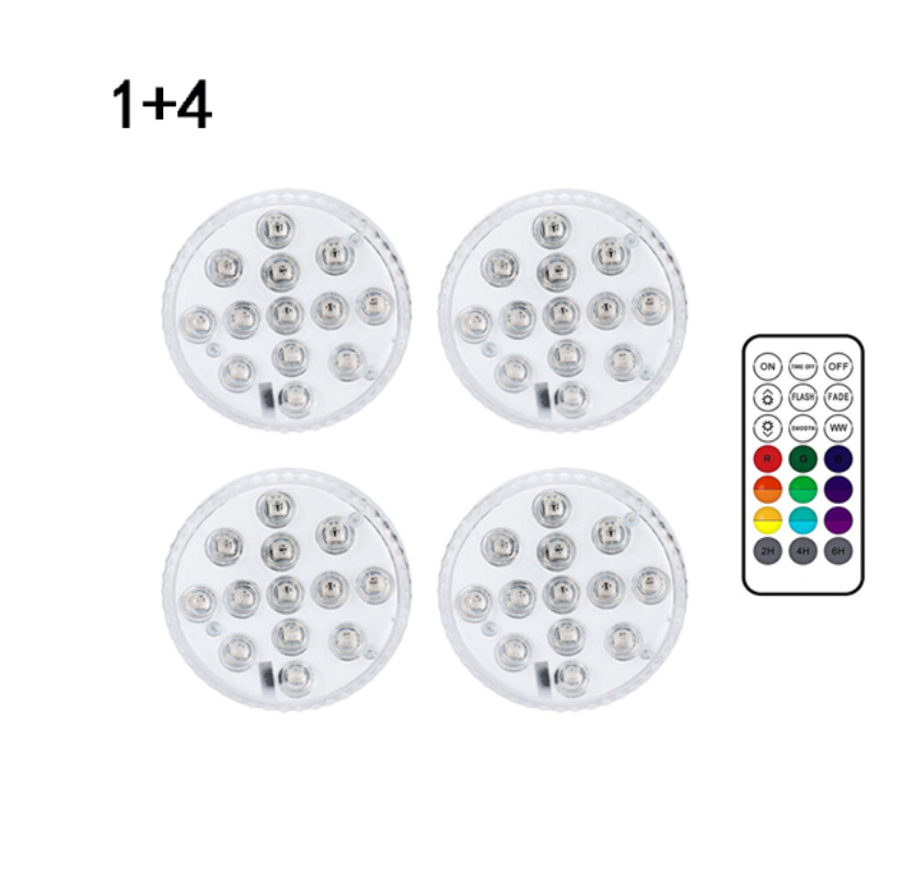 13 Led Submersible Light for Swimming Pool Garden Fountain Bathroom IP68 Waterproof Underwater Lamp with Suction Cup RF Remote