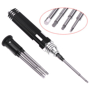 Hexagon Socket Four-In-One Screwdriver, High-Speed White Steel, Four-Piece Aeromodelling Tool