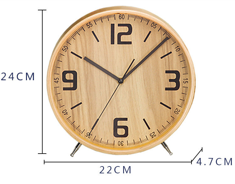 European Style Simple Pointer Wood Quartz Table Clock