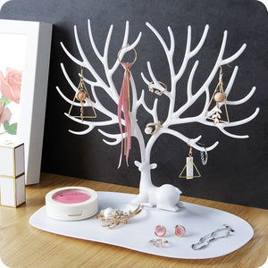 Creative Cute Antler Jewelry Stand Desktop Hanging Earring Jewelry Stand Necklace Display Stand Ring Earrings Jewelry Box
