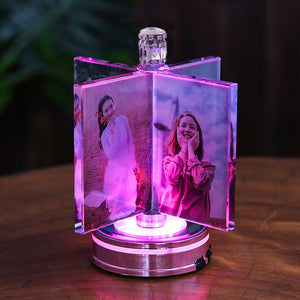 Customized Rotating Windmill Photo Album Crystal Wedding Glowing Frames Music Box