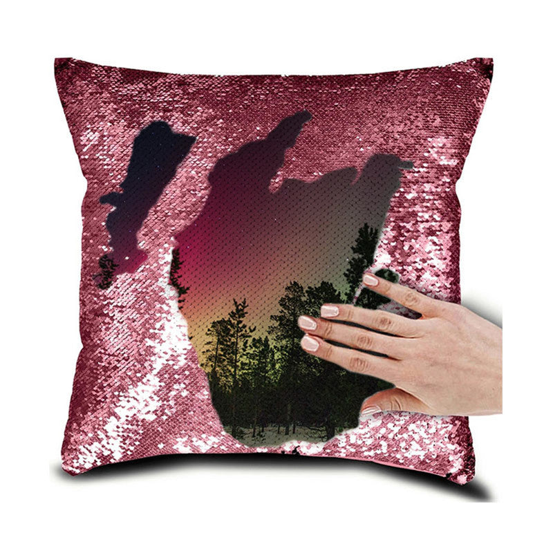 Personalised Photo Your Name Or Text Decorative Sequin Pillow Cushion Cover Reveal Magic Gift Mother Of The Bride Groom 16*16