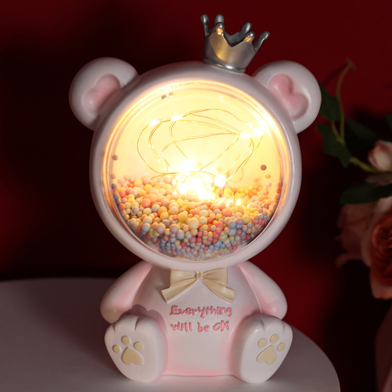 Girly Heart Creative Gift Crown Bear Night Light Star Light Atmosphere With Sleeping Light To Send Children And Students Birthday Gifts