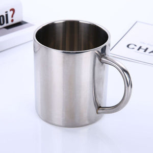 Amazon Cross-border Creative Simple Double Layer Straight Custom Logo Handle Cup 304 Stainless Steel Water Cup Coffee Cup