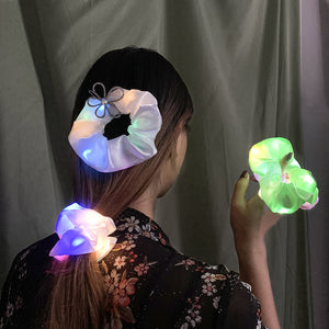 LED Luminous Scrunchies Hairband Women Elastic Hair Bands Girls Hair Ties Ponytail Holder Headwear Accessories