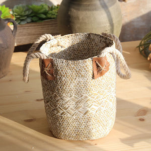 Rural Style Storage Of Natural Straw Woven Flower Pots