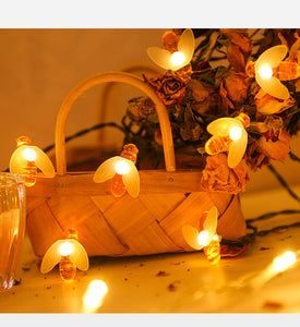 LED Outdoor Solar Lamp String Lights Fairy Holiday Christmas Party Garland Solar Garden Waterproof Linghting Bee