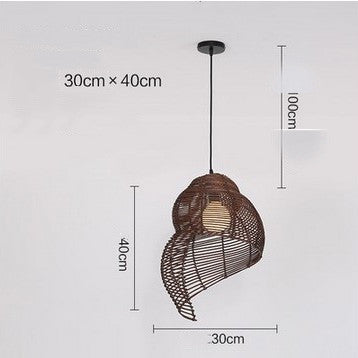 2016 NEW Snail Rattan Pendant Light, Creative Art Southeast Asia Vintage Pendant Lamp Reading Room Wicker Light