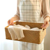 Traditional hand woven three piece storage basket