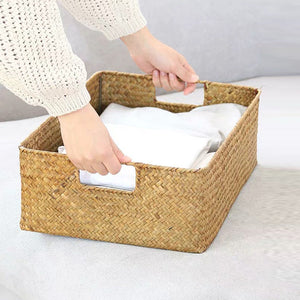 Traditional hand woven three piece storage basket