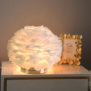 Feather Table Lamp Bedroom Bedside Light Luxury Ins Creative Warm And Romantic Girl Children'S Room Nordic Living Room Floor Lamp