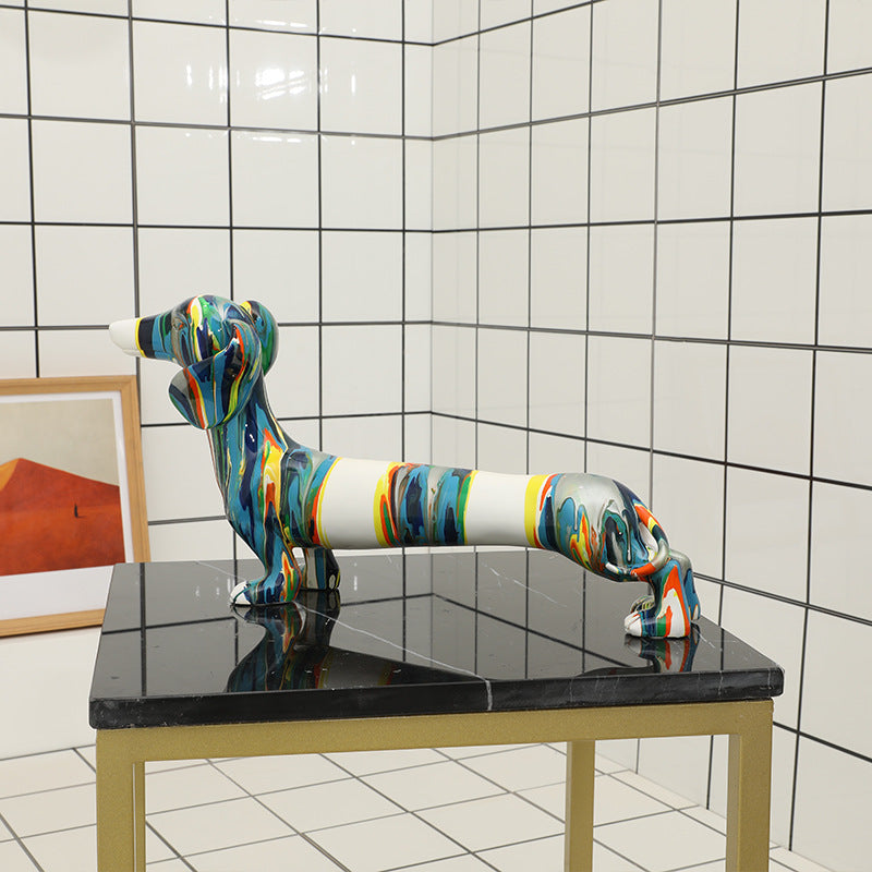 Color Resin Crafts Animal Cartoon Dachshund Dog