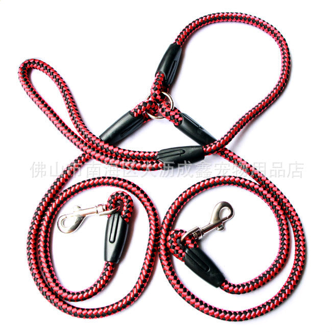 Double-Ended Traction Rope For Walking The Dog Hand-Double-Ended Traction Rope One Plus Two Leash Collar Pet Supplies Dog Collar