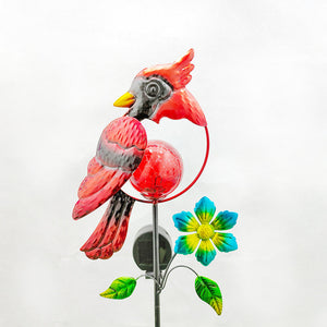 Solar Iron Art Red Bird Inserted Garden Lawn Lamp