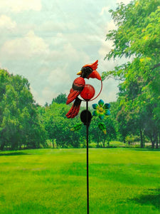 Solar Iron Art Red Bird Inserted Garden Lawn Lamp
