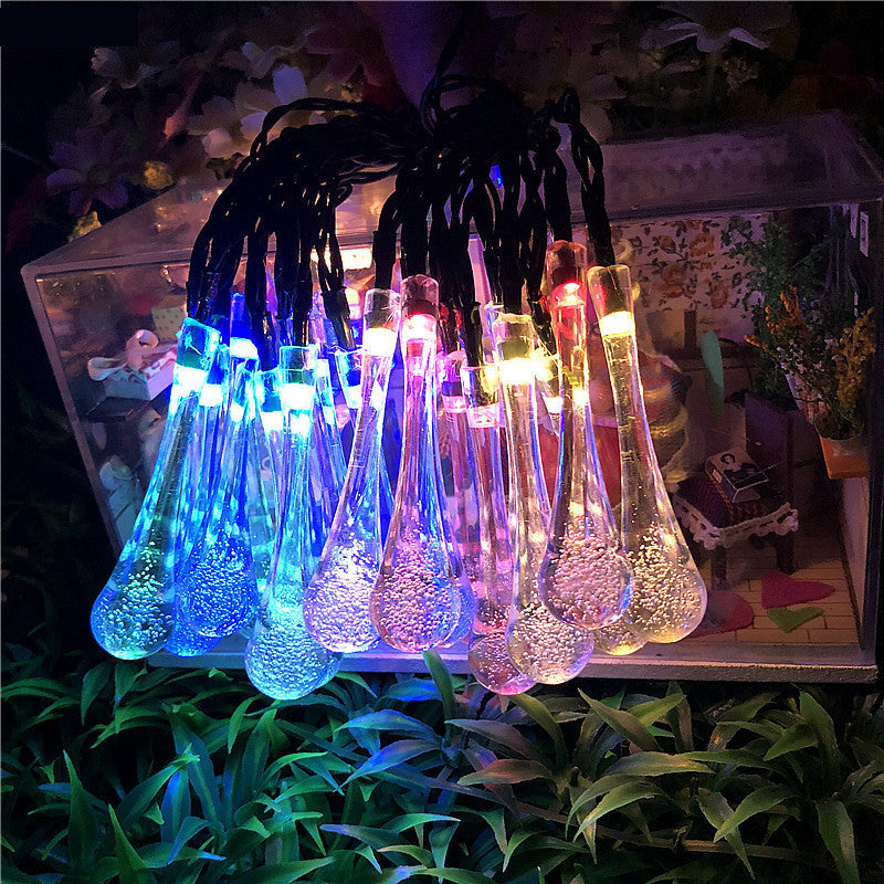 LED Outdoor Water Drops Solar Lamp String Lights LED Fairy Holiday Christmas Party Garland Garden Waterproof