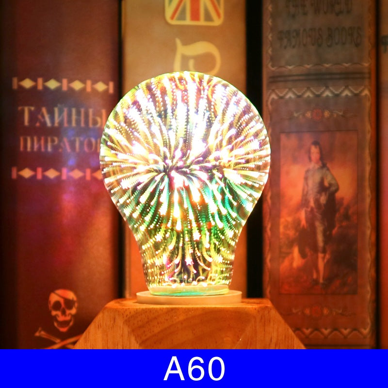 3D Firework Bulb Decoration Bulb Colorful Multi-Reflection Silver Plated Glass Lamp