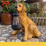 LED Solar Light Dog Lantern Sculpture Resin Craft Ornament Home Porch Decor Garden Solar Powered LED Light Dog Statues