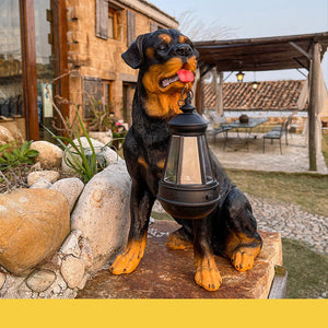 LED Solar Light Dog Lantern Sculpture Resin Craft Ornament Home Porch Decor Garden Solar Powered LED Light Dog Statues