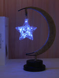 Ins Wind Iron Ornament Led Moon Star Shape Copper Wire Lamp
