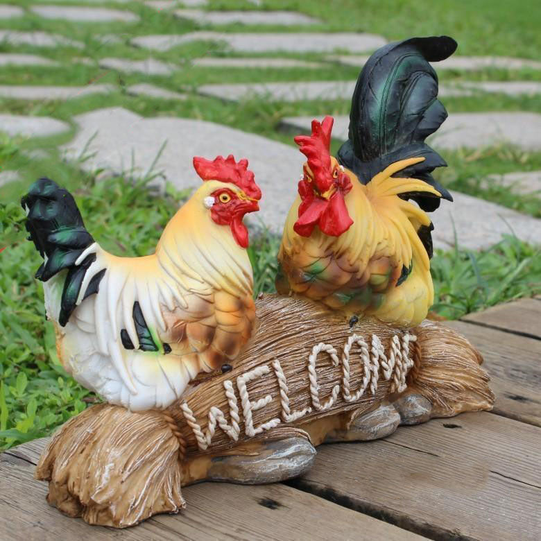 Creative Rooster Hen Resin Welcome Card Living Room Animal Lucky Home Accessories