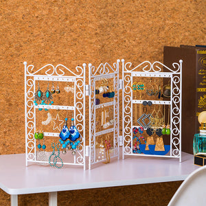 Necklace And Earring Jewelry Stand Display Rack 3 Doors Style Metal Stand Holder Display Shelf Jewelry Organizer