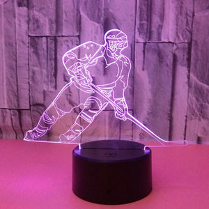 Hockey player touching 3D visual stereo light