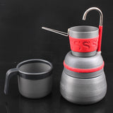 350ml Outdoor Camping Tableware Picnic Coffee Pot With Cups Aluminum Alloy Coffee Machine