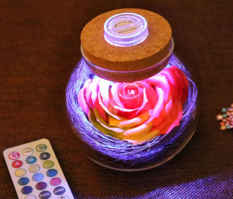 Colorful Rose Soap Flower Wishing Bottle
